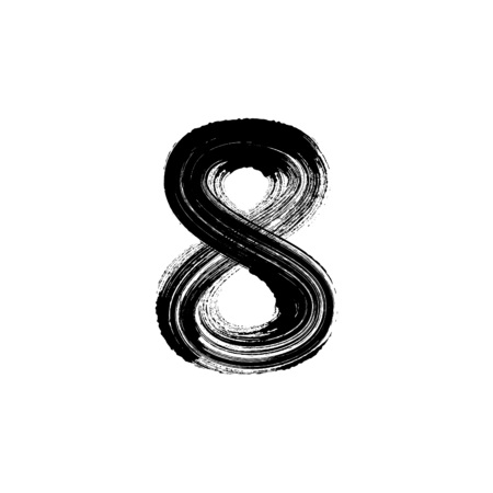 Vector number Eight 8 hand-drawn with dry brushのイラスト素材