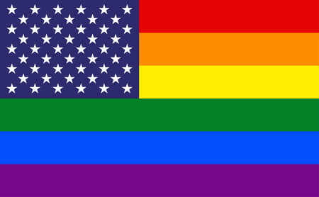 USA flag with rainbow stripes backgroundのイラスト素材