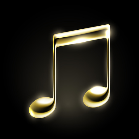 Golden metallic music note sign. Music iconのイラスト素材