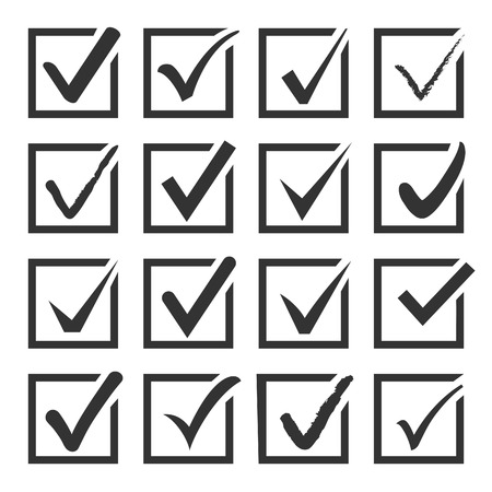 Vector set of black confirm check box icons for web