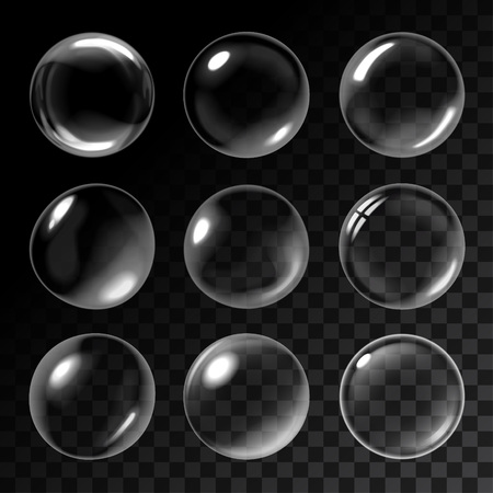 Transparent soap bubbles. Vector illustrationのイラスト素材