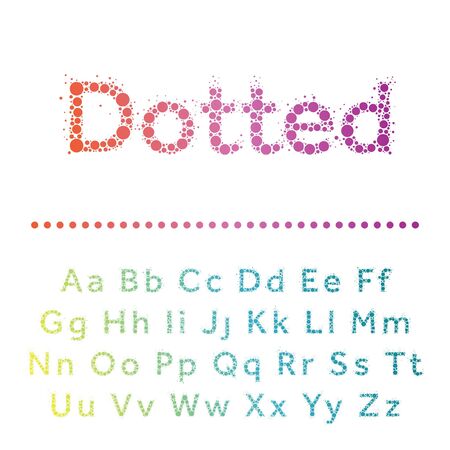 Vector dotted font. Bright modern multicircles type.のイラスト素材