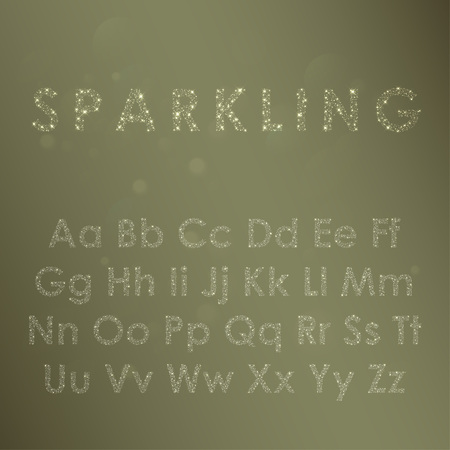 Gold glittering Alphabet of sparkles (glittering font concept)のイラスト素材