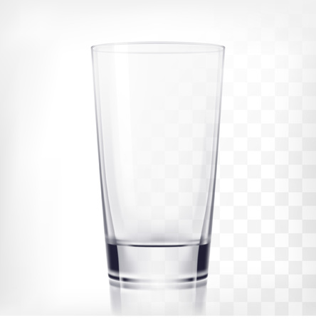 Empty drinking glass cup. Transparent glass on transparent backgroundのイラスト素材