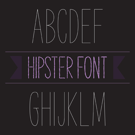 Modern minimal hipster font alphabet set A to M Thin. Sans-serif elegant light fontのイラスト素材