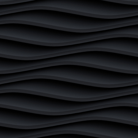 Black panel wavy seamless texture. interior textured wall decoration.のイラスト素材