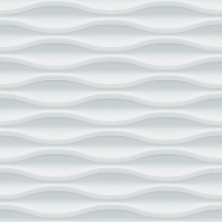 White seamless texture. Wavy background. Interior wall decoration. Vector interior panel pattern.のイラスト素材