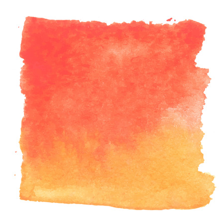 Red orange watercolour abstract square painting. Hand painted aquarelle art.