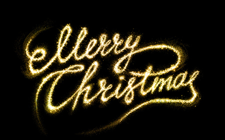 Greeting Merry Christams gold fire writing on backgroundの写真素材