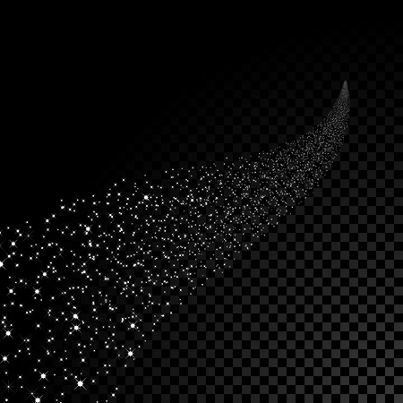 Falling sparkling stars trail on transparent background. Glitter comet tail.のイラスト素材
