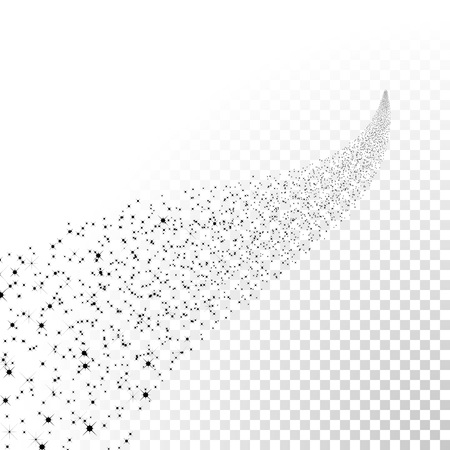 Falling sparkling stars trail on transparent background. Glitter comet tail.のイラスト素材