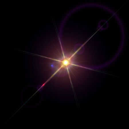 Bright sparkling star with lens flare light diffractionのイラスト素材