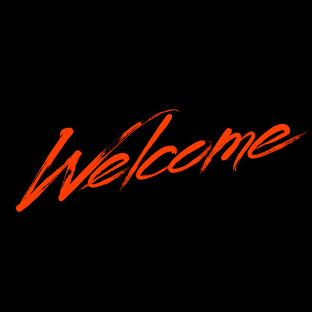 Grreting card with vector brush painted color writing Welcomeのイラスト素材