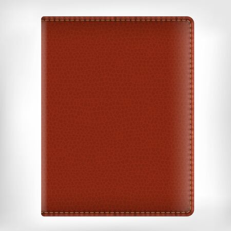Realistic vector brown leather texture diary book cover isolated on white backgroundのイラスト素材