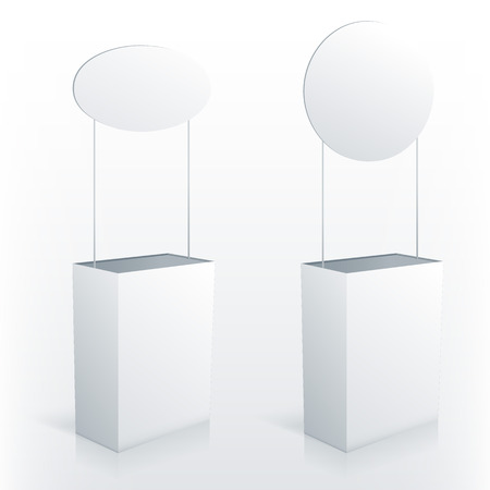 Promotion counter table with round topper. Vector promo stand.のイラスト素材