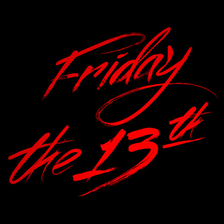 Greeting card with brush painted color writing Friday Thirteenthのイラスト素材