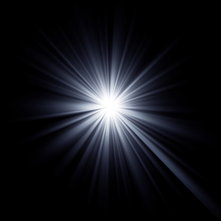 Shining star bursting with beams. Explosion rays light optical effect.の写真素材