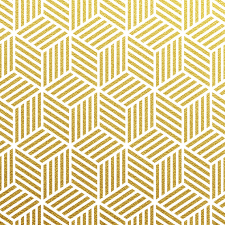 Geometric gold glittering seamless pattern on black background.のイラスト素材