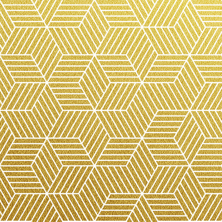Geometric gold glittering seamless pattern on white background.のイラスト素材