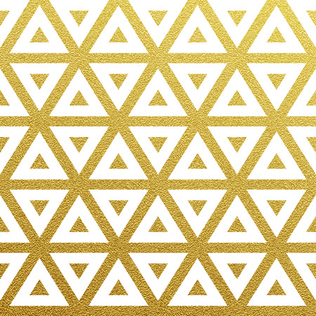 Geometric gold glittering seamless pattern on white background.のイラスト素材