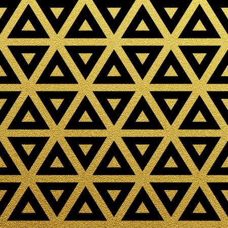 Geometric gold glittering seamless pattern on black background.のイラスト素材