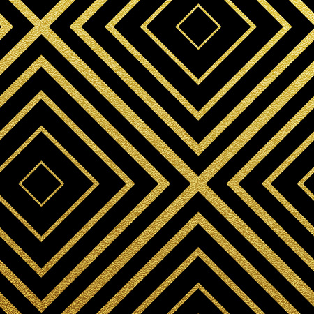 Geometric gold glittering seamless pattern on black background.の写真素材