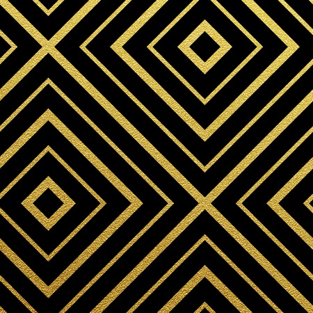 Geometric gold glittering seamless pattern on black background.のイラスト素材