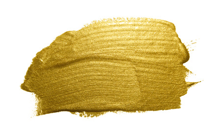 Gold paint brush stroke. Abstract gold glittering textured art illustration.の写真素材