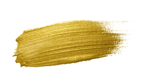 Gold paint brush stroke. Abstract gold glittering textured art illustration.の写真素材