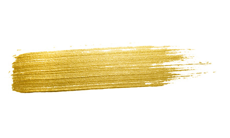 Gold paint brush stroke. Abstract gold glittering textured art illustration.の写真素材