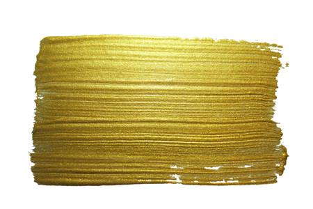 Gold paint brush stroke. Abstract gold glittering textured art illustration.の写真素材
