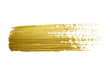 Gold paint brush stroke. Abstract gold glittering textured art illustration.の写真素材