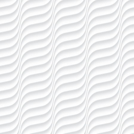 White seamless texture. Wavy background. Interior wall decoration. 3D Vector interior wall panel pattern. Vector white background of abstract waves.のイラスト素材