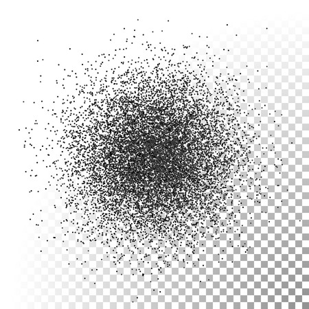 Vector scattered dust spray. Black particles placer on transparent background.のイラスト素材