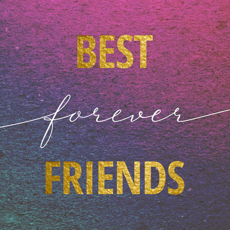 Best friends forever for Valentines day card. Calligraphy lettering with gold on purple grunge background. Love design concept.のイラスト素材