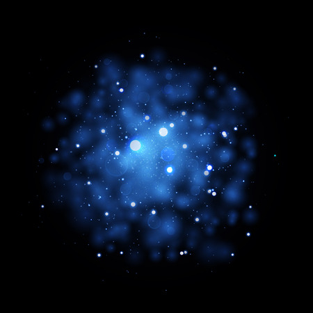 Blue glitter particles background effect. Sparkling texture. Star dust sparks in explosion on black background.のイラスト素材