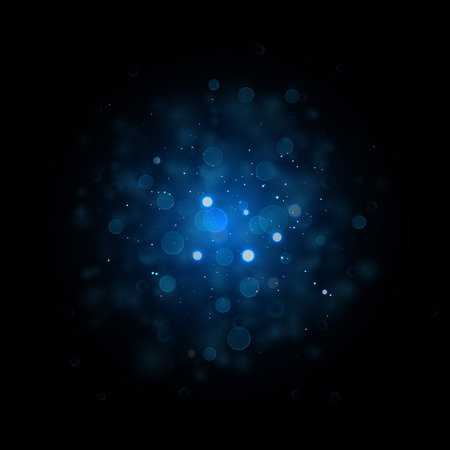 Blue glitter particles background effect. Sparkling texture. Star dust sparks in explosion on black background.のイラスト素材
