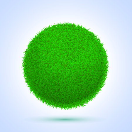 Vector Spring eco poster illustration of grass globe with sun rise on white backgroundのイラスト素材