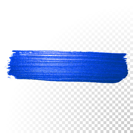Deep blue watercolor brush stroke. Abstract shape. Vector oil paint smear line on  transparent backgroundのイラスト素材