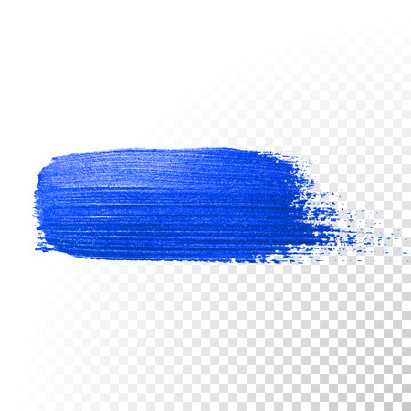 Deep blue watercolor brush stroke. Abstract shape. Vector oil paint smear line on transparent backgroundのイラスト素材
