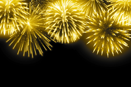 Glitter fireworks for festive sparkle design on balck backroundの写真素材