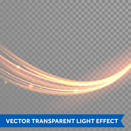 Vector magic glowing light trail. Fiber spark wave trace effect on transparent background.