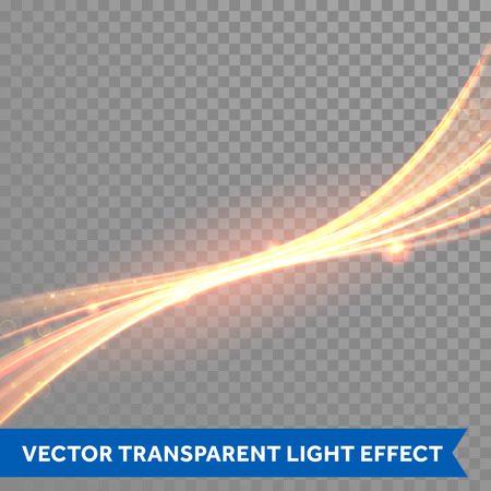 Vector magic glowing light trail. Fiber spark wave trace effect on transparent background.のイラスト素材