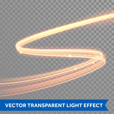 Vector magic glowing light trail. Fiber spark wave trace effect on transparent background.のイラスト素材