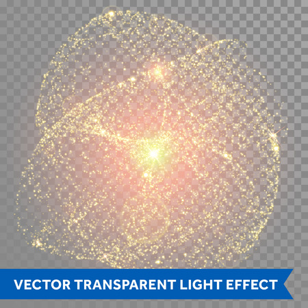 Vector gold glitter fractal particle swirls abstract design. Vortex cosmic explosion twirl. Vector galaxy illustrationのイラスト素材