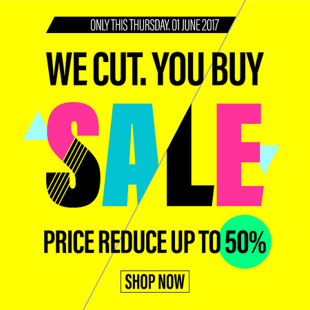 Vector spring sale discount poster. Price reduction promotion banner. Gift card with lettering glitch design.のイラスト素材
