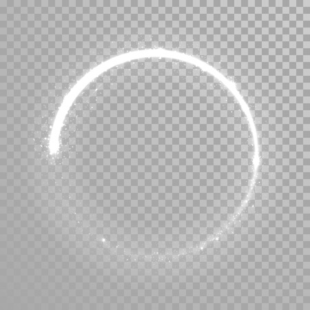 Vector sparkling light tail circle. Comet trail. Twirling lights tail. Transparent background.のイラスト素材