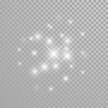Vector diamond glitter splatter. Star light particles sparkles. Twinkling sparks lights. Transparent background.のイラスト素材