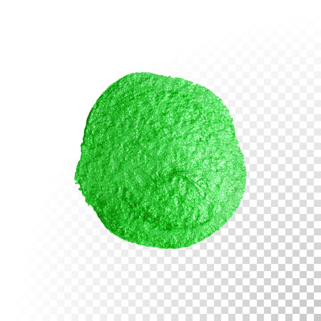 Vector green watercolor glitter brush blob stroke. Abstract polish splash circle. Emerald oil paint blot smear on transparent backgroundのイラスト素材