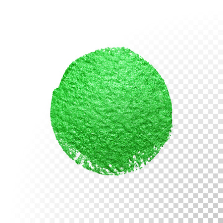 Vector green watercolor glitter brush blob stroke. Abstract polish splash circle. Emerald oil paint blot smear on transparent backgroundのイラスト素材